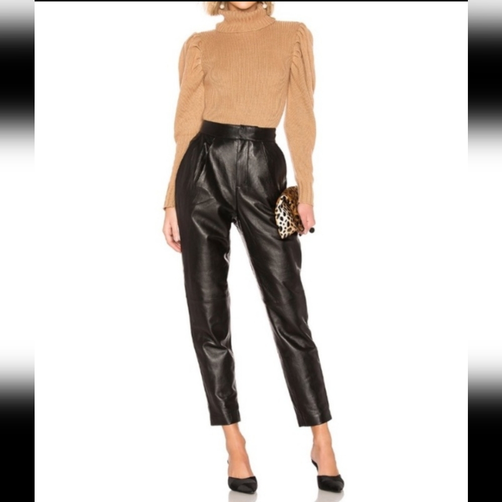L'academie Bisou High Waist Leather Pants